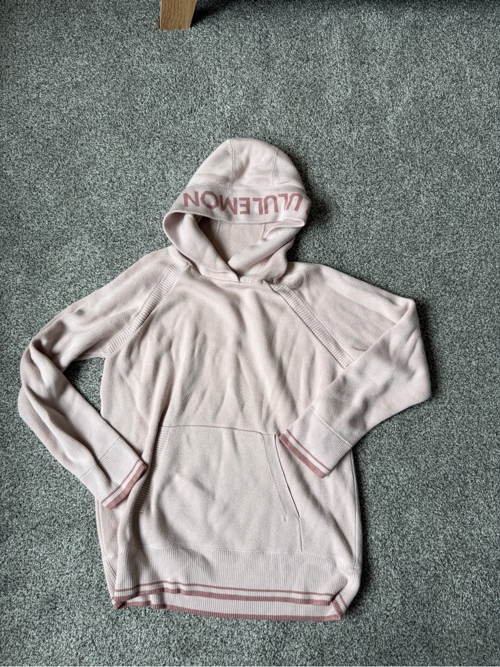 lululemon athletica Light Pink Hooded Sweater with Contrast Trim